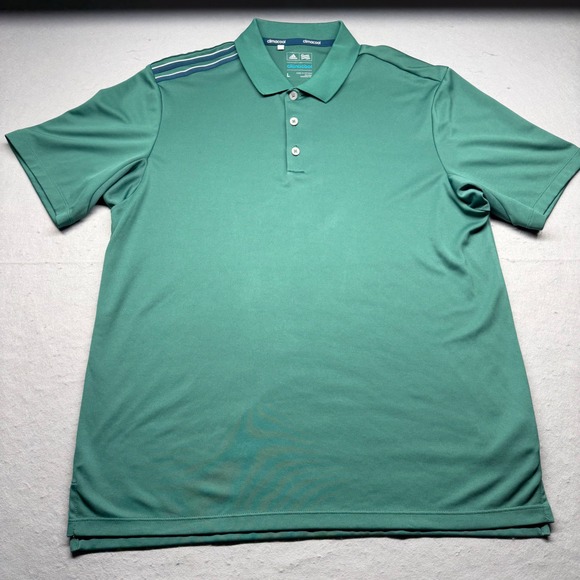 adidas Other - Adidas Polo Shirt Mens Large Green Climacool Golf Short Sleeve 3-Stripe Sport